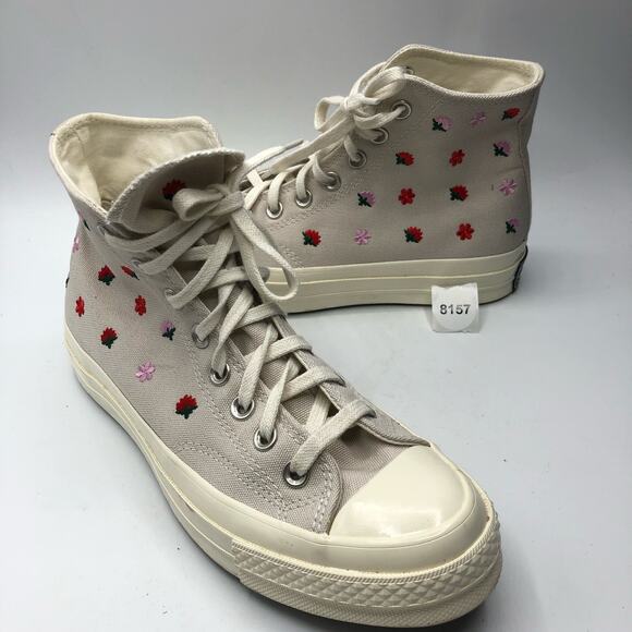 Converse Women's High Top Chuck 70 Floral Sneakers Taupe Size US 8.5 - Picture 11 of 11